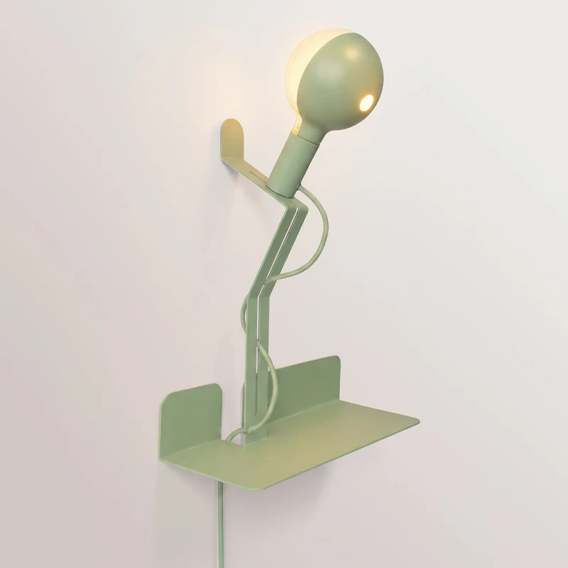 Applique murale avec étagère et Ampoule LED G125 peinte - Murio Talia - Vert