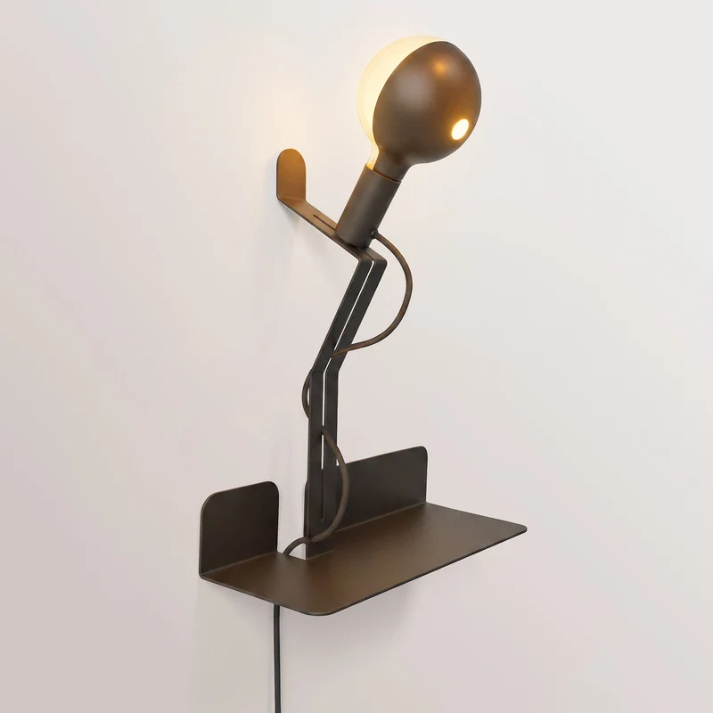 Lampe murale avec étagère et ampoule LED G125 peinte - Murio Talia - Noir