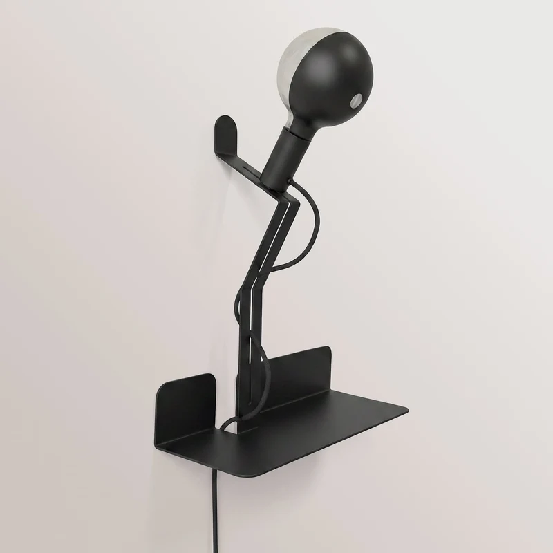 Lampe murale avec étagère et ampoule LED G125 peinte - Murio Talia - Noir