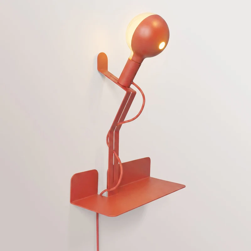 Applique murale avec étagère et Ampoule LED G125 peinte - Murio Talia - Rouge