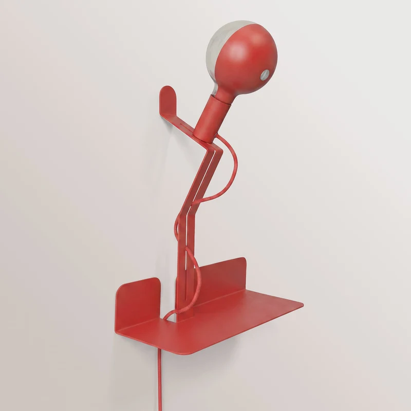 Applique murale avec étagère et Ampoule LED G125 peinte - Murio Talia - Rouge