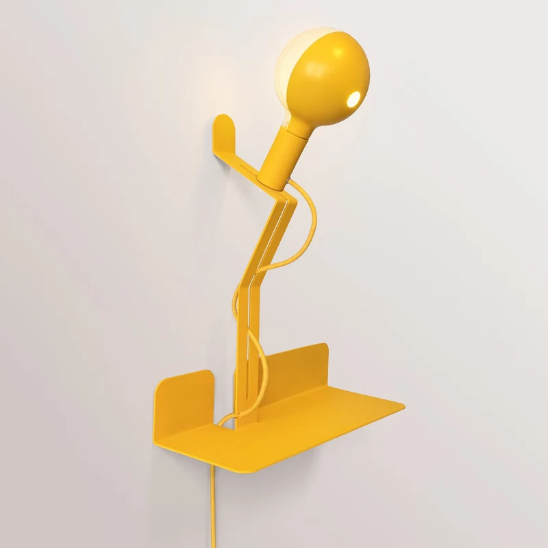 Applique murale avec étagère et Ampoule LED G125 peinte - Murio Talia - Jaune