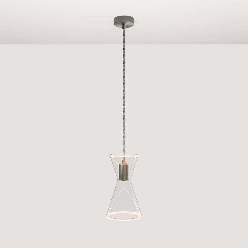 Suspension avec Ampoule Ghost Double Cone - Titane brossé