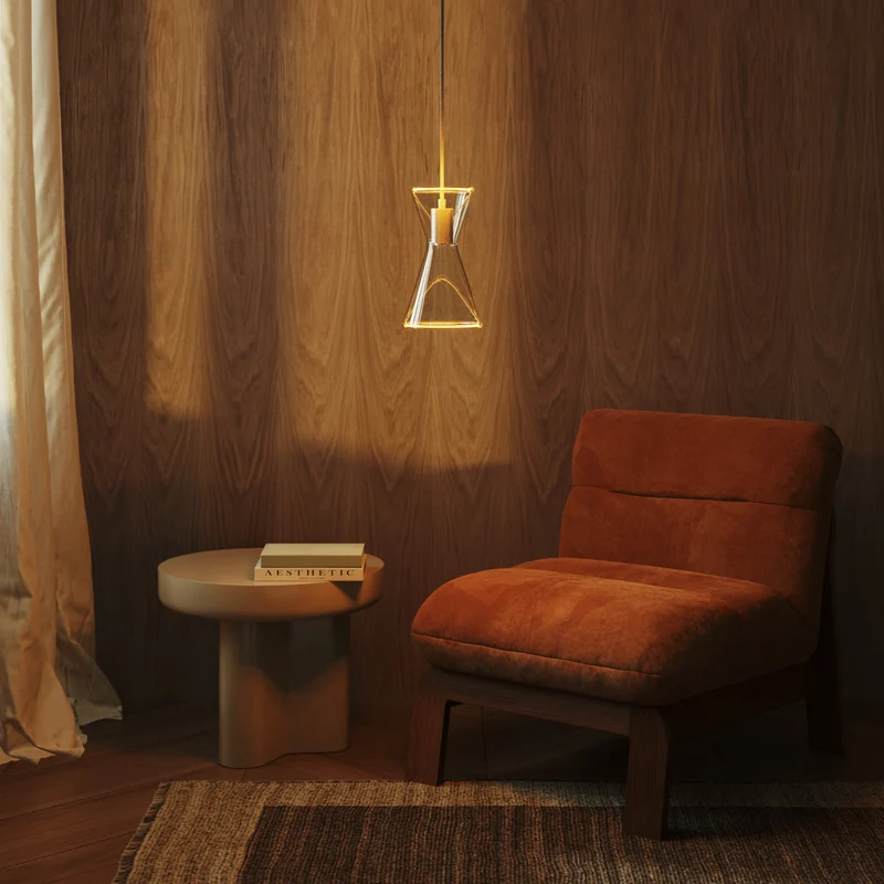 Suspension avec Ampoule Ghost Double Cone - Titane brossé