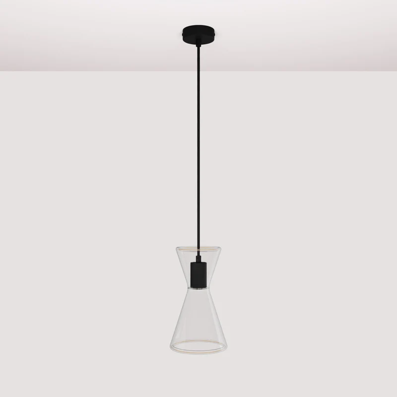 Suspension avec Ampoule Ghost Double Cone - Titane brossé