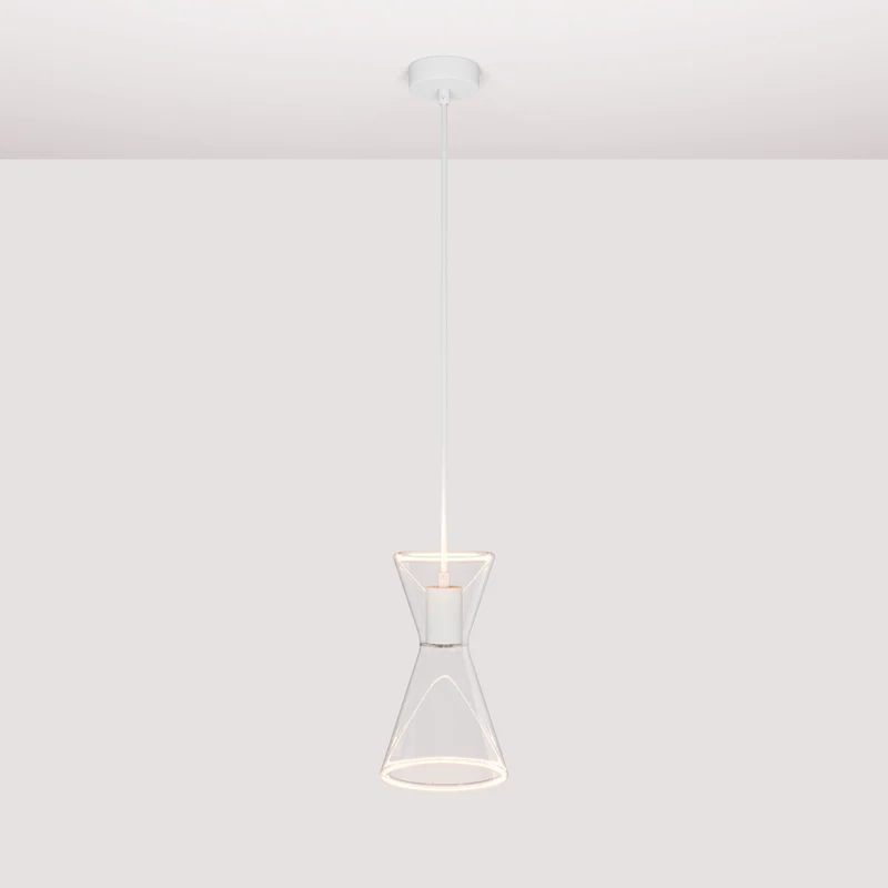 Suspension avec Ampoule Ghost Double Cone - Blanc mat