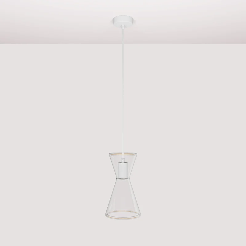 Suspension avec Ampoule Ghost Double Cone - Blanc mat