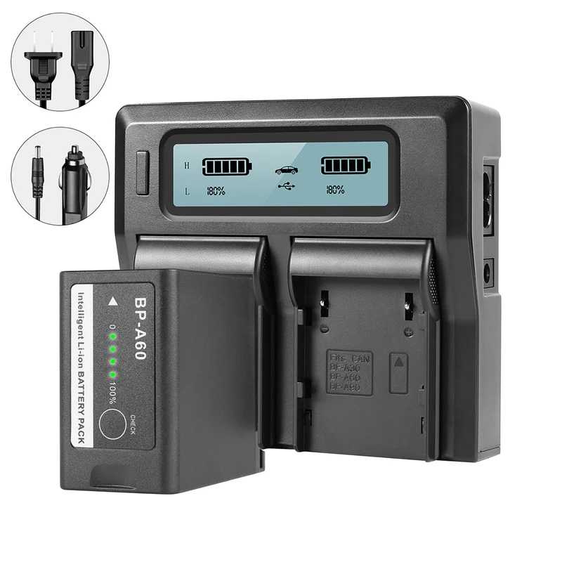GVM BP-A60 Dual Charger with Battery for Canon C300 Mark II, C200 & C200B (6800mAh)