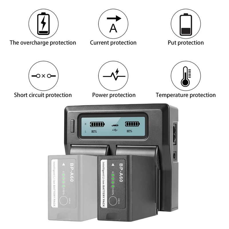 GVM BP-A60 Dual Charger with Battery for Canon C300 Mark II, C200 & C200B (6800mAh)