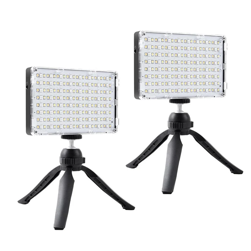 GVM RGB-10S2L Professional Video on Camera Video Light 2 Light Kit with Control Knob