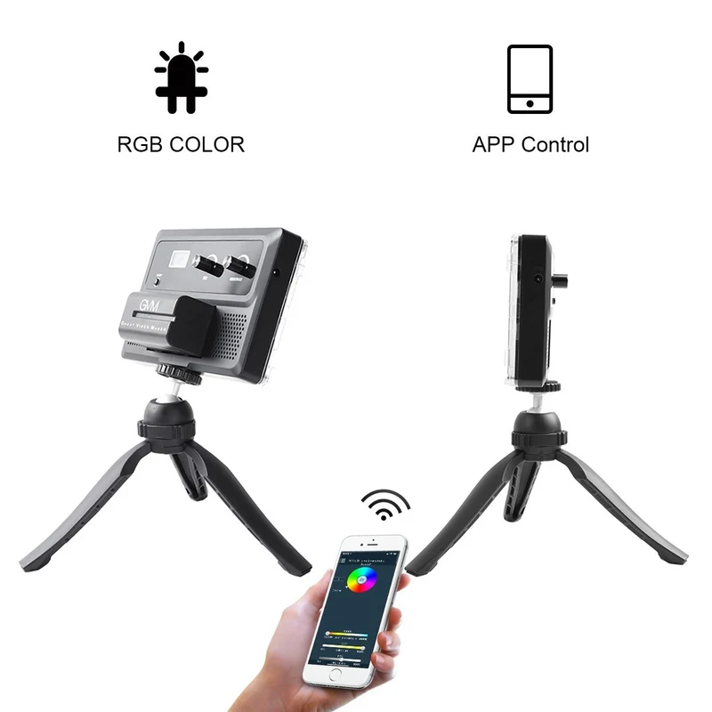 GVM RGB-10S2L Professional Video on Camera Video Light 2 Light Kit with Control Knob