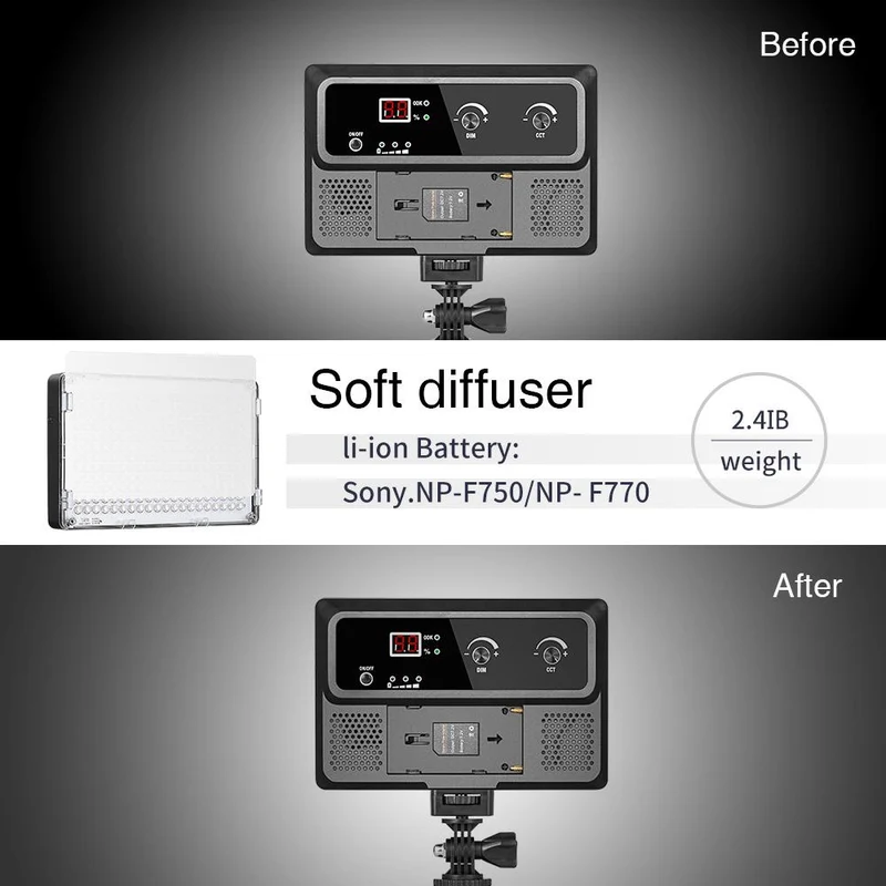 GVM-10S Bi Color Professional Video on Camera Video Light with Control Knob