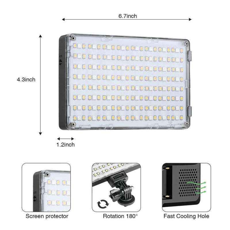 GVM-RGB-10S Professional Video RGB on Camera Video Light with Control Knob