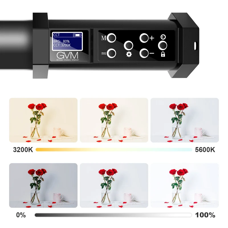 GVM-BD-100D Upgraded RGB & Bi-Color Handheld light (3 ft)