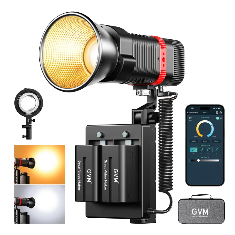 GVM-PL60B Waterproof External Model 60W Flashlight Light (Bi-Color Temperature)