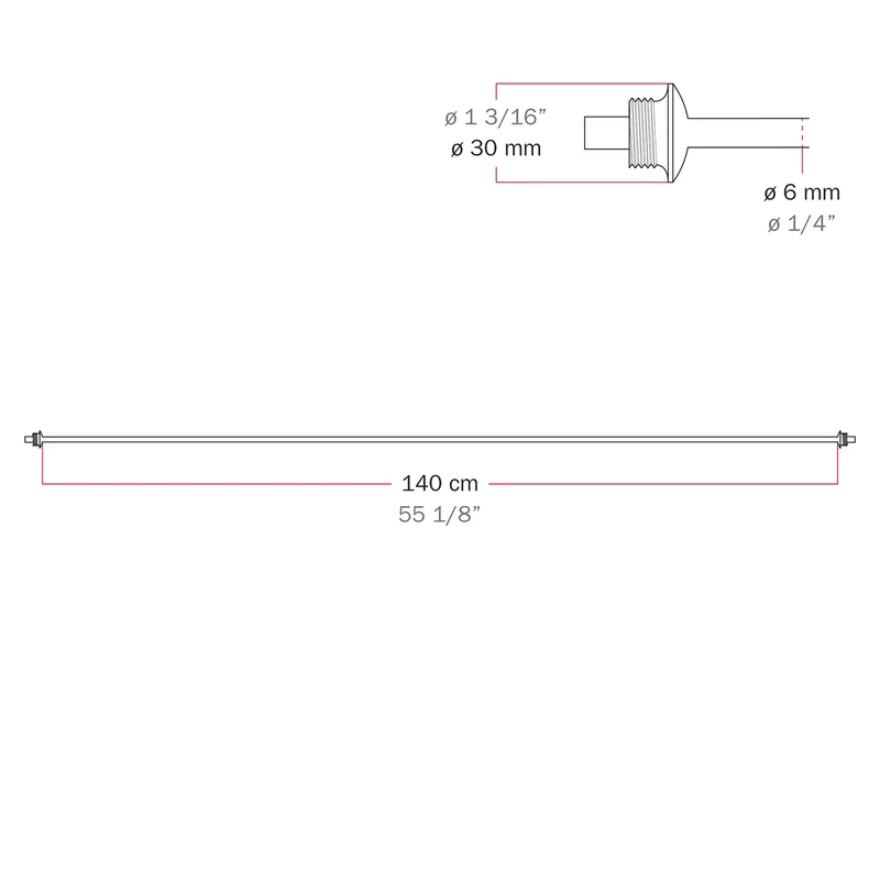 Câble de connexion entre Abat-jour 70/140 cm (27 9/16" / 55 1/8") - Marina - Gris