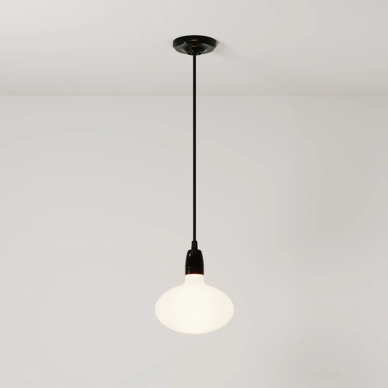 Suspension avec finition en porcelaine avec ampoules LED Ellipse effet porcelaine - Noir