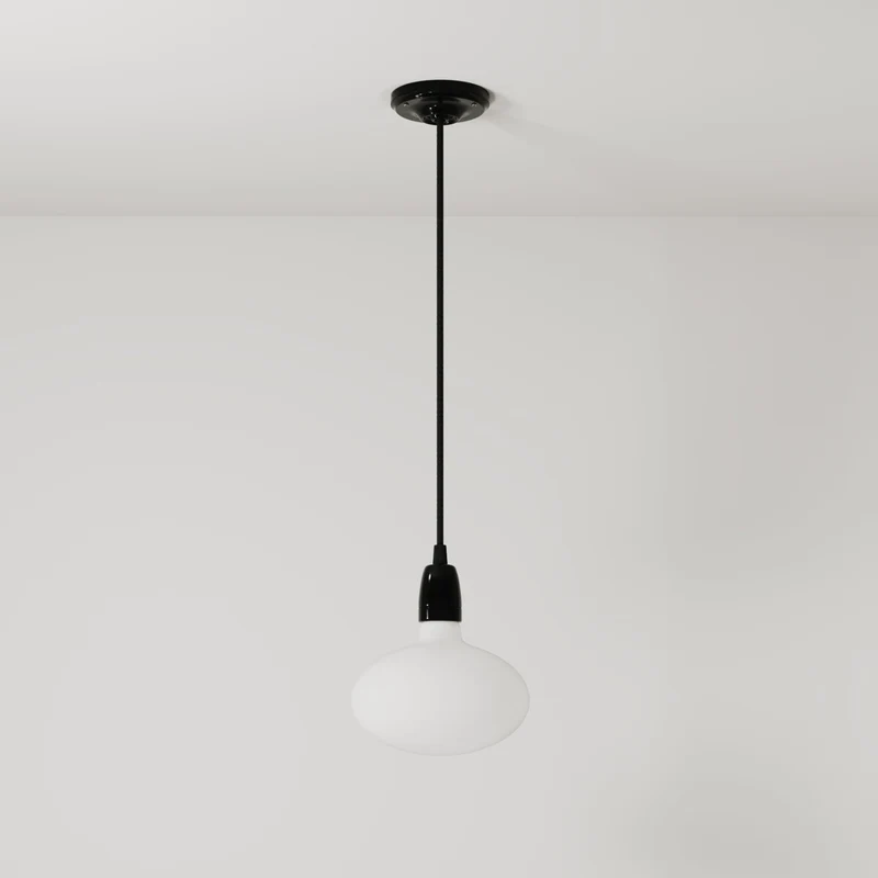 Suspension avec finition en porcelaine avec ampoules LED Ellipse effet porcelaine - Noir