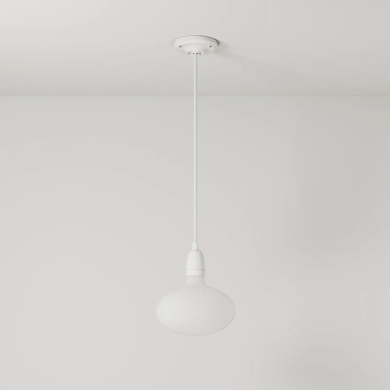 Suspension avec finition en porcelaine avec ampoules LED Ellipse effet porcelaine - Blanc