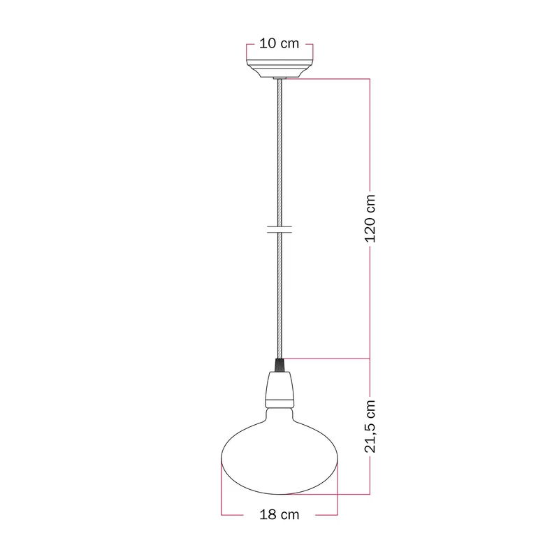 Suspension avec finition en porcelaine avec ampoules LED Ellipse effet porcelaine - Blanc