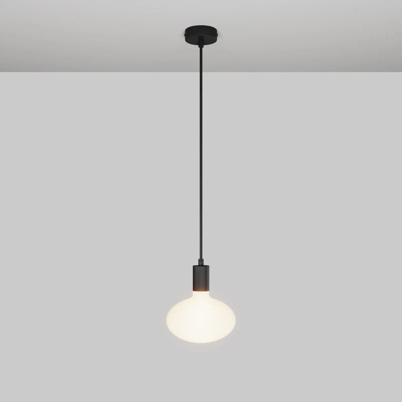Suspension avec Ampoule LED Ellipse effet porcelaine - Noir mat