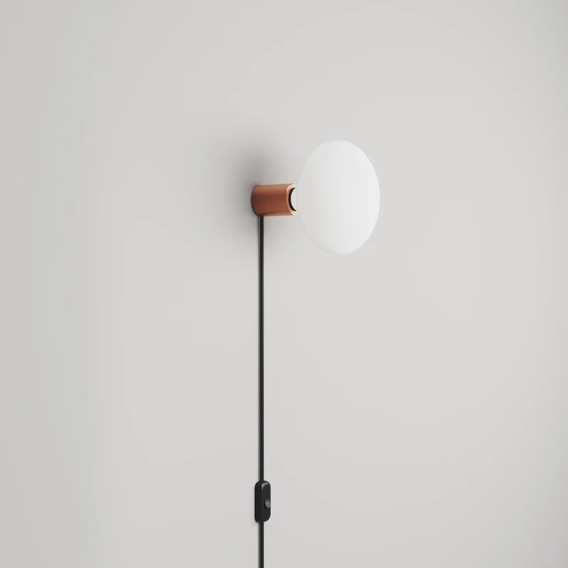 Lampe avec Fiche avec finition métallique et Ampoule LED Ellipse effet porcelaine - Cuivre satiné