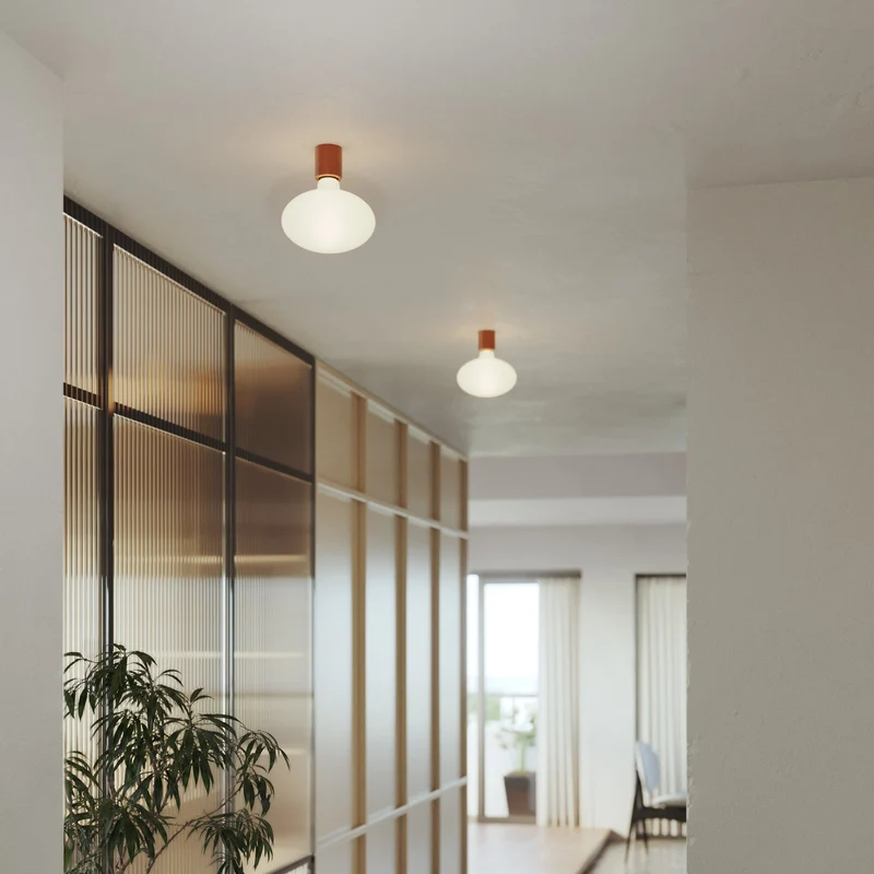 Applique en métal avec ampoule LED Ellipse effet porcelaine - Cuivre satiné