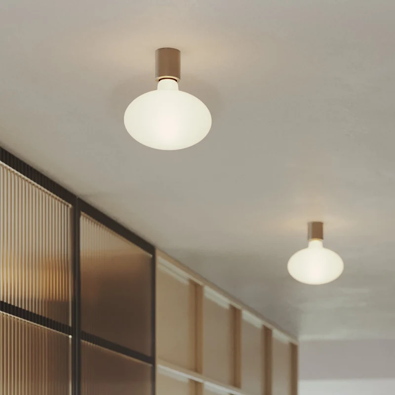Applique en métal avec ampoule LED Ellipse effet porcelaine - Titane satiné
