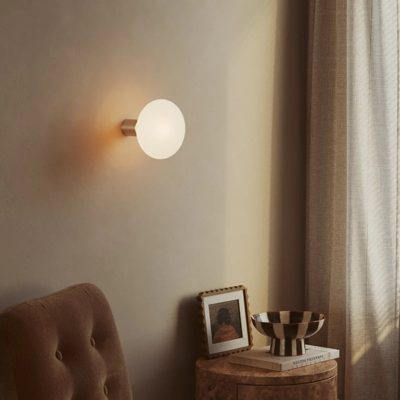 Applique en métal avec ampoule LED Ellipse effet porcelaine - Titane satiné
