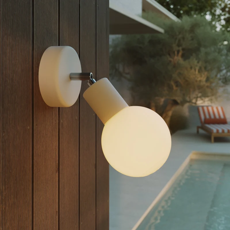 Applique d’extérieur Modulair IP65 avec articulation réglable et Abat-jour sphérique incassable Unbreak-a-Ball - Blanc