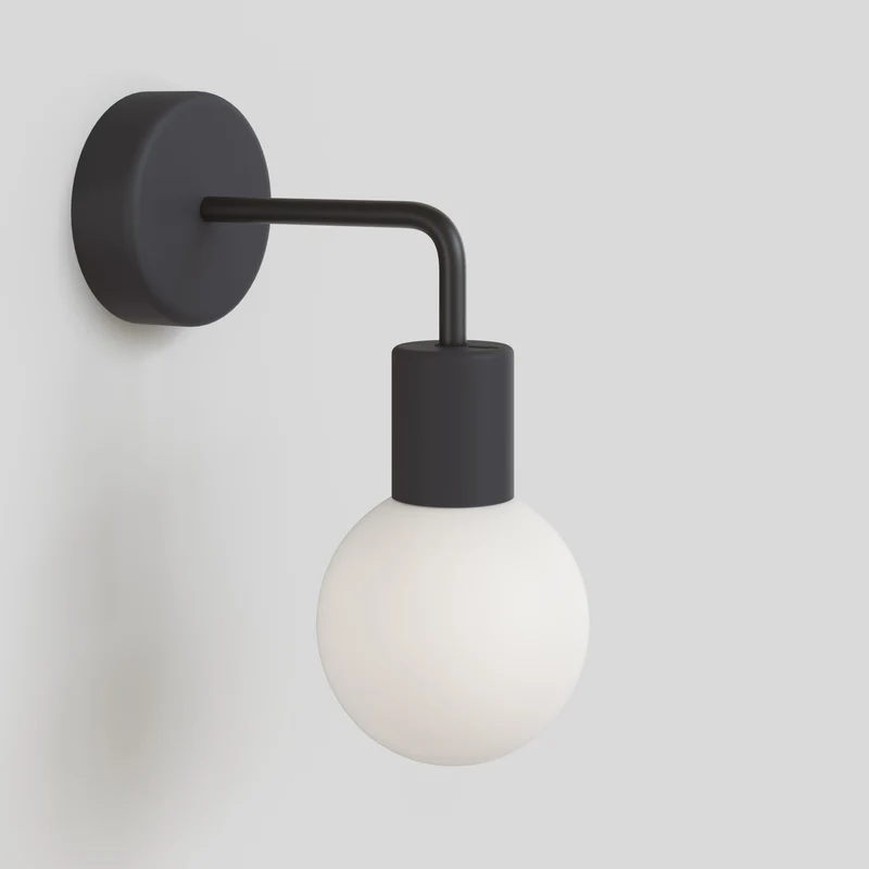 Applique d’extérieur Modulair IP65 avec extension en L et Abat-jour sphérique incassable Unbreak-a-Ball - Noir