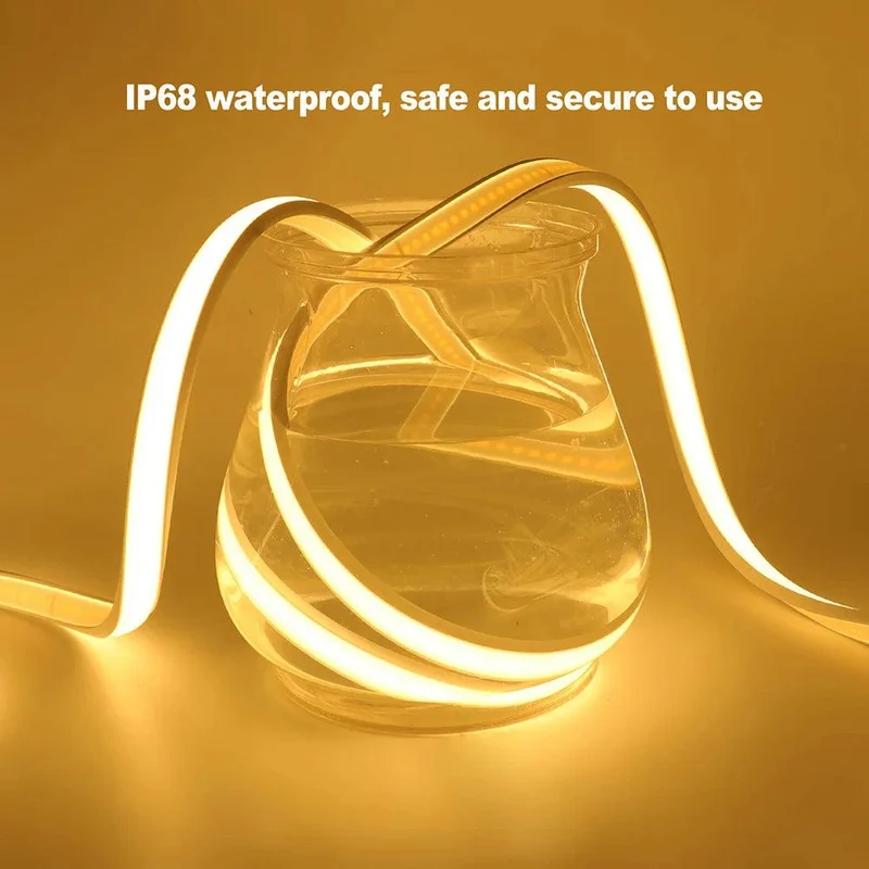 24V IP68 COB Neon LED Strip Light - DC Plug or 2-Pin Wire, Flexible, Cuttable