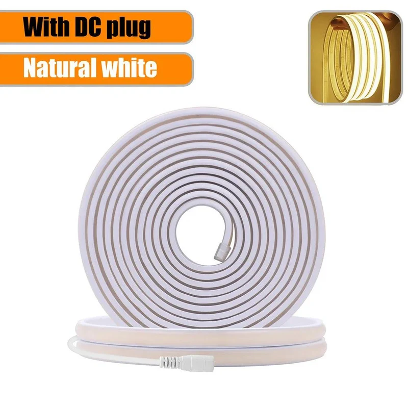 24V IP68 COB Neon LED Strip Light - DC Plug or 2-Pin Wire, Flexible, Cuttable