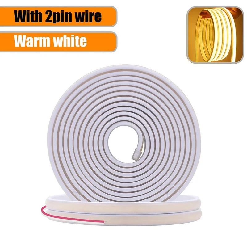 24V IP68 COB Neon LED Strip Light - DC Plug or 2-Pin Wire, Flexible, Cuttable