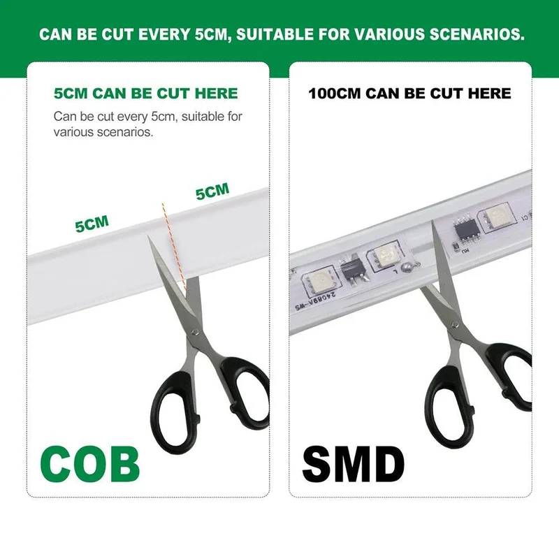 24V IP68 COB Neon LED Strip Light - DC Plug or 2-Pin Wire, Flexible, Cuttable