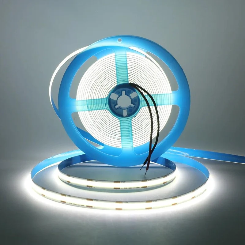 12V High Density COB LED Strip Light - DC Plug or 2-Pin Wire, 320–528 LEDs/m, Dimmable