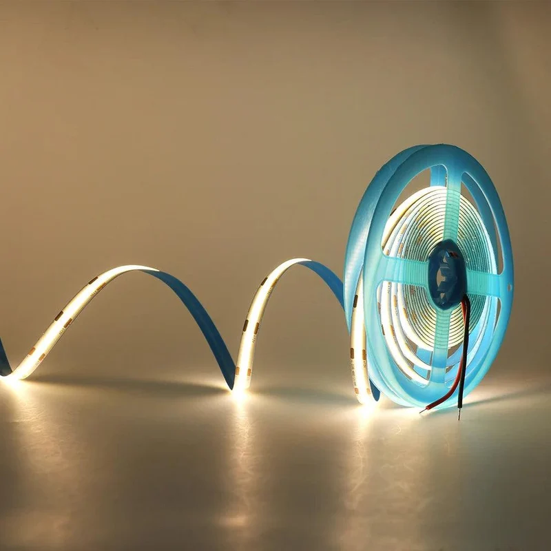 12V High Density COB LED Strip Light - DC Plug or 2-Pin Wire, 320–528 LEDs/m, Dimmable