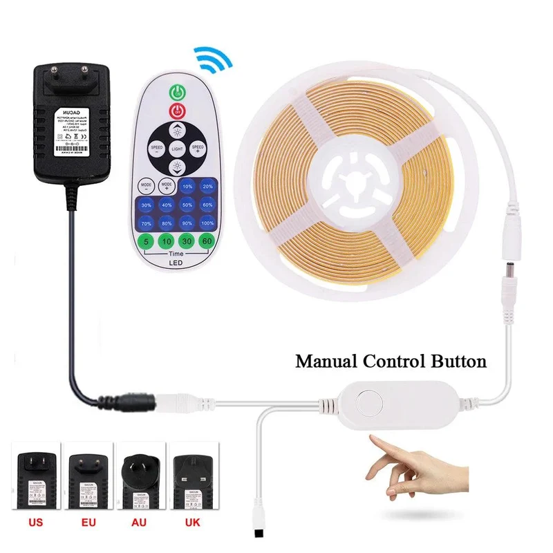 Tuya WiFi COB LED Strip Light Kit - 12V, App & Voice Dimming, 320–528 LEDs/m