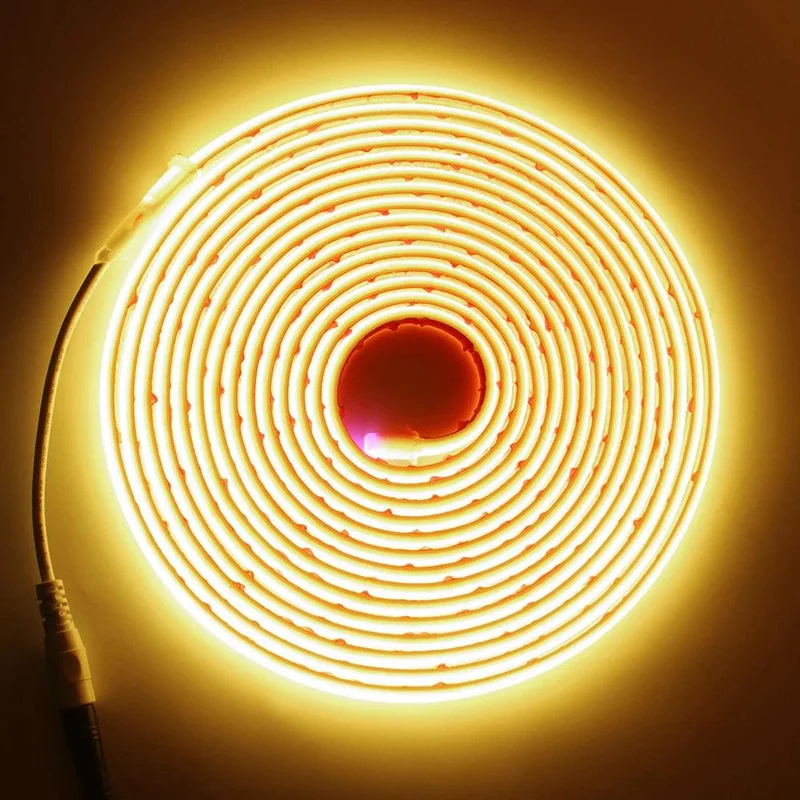 12V High CRI COB Neon LED Strip Light - DC Plug, IP68 Waterproof, Flexible Silicone