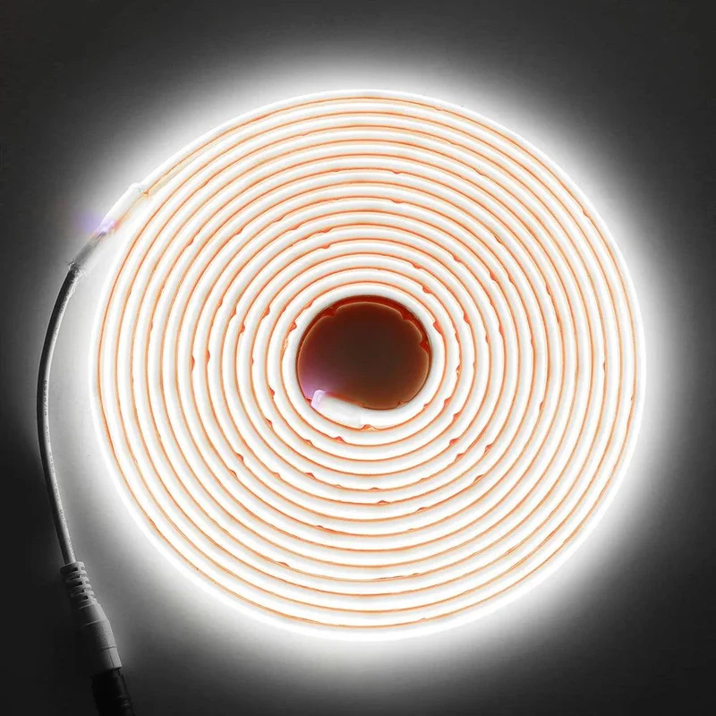 12V High CRI COB Neon LED Strip Light - DC Plug, IP68 Waterproof, Flexible Silicone