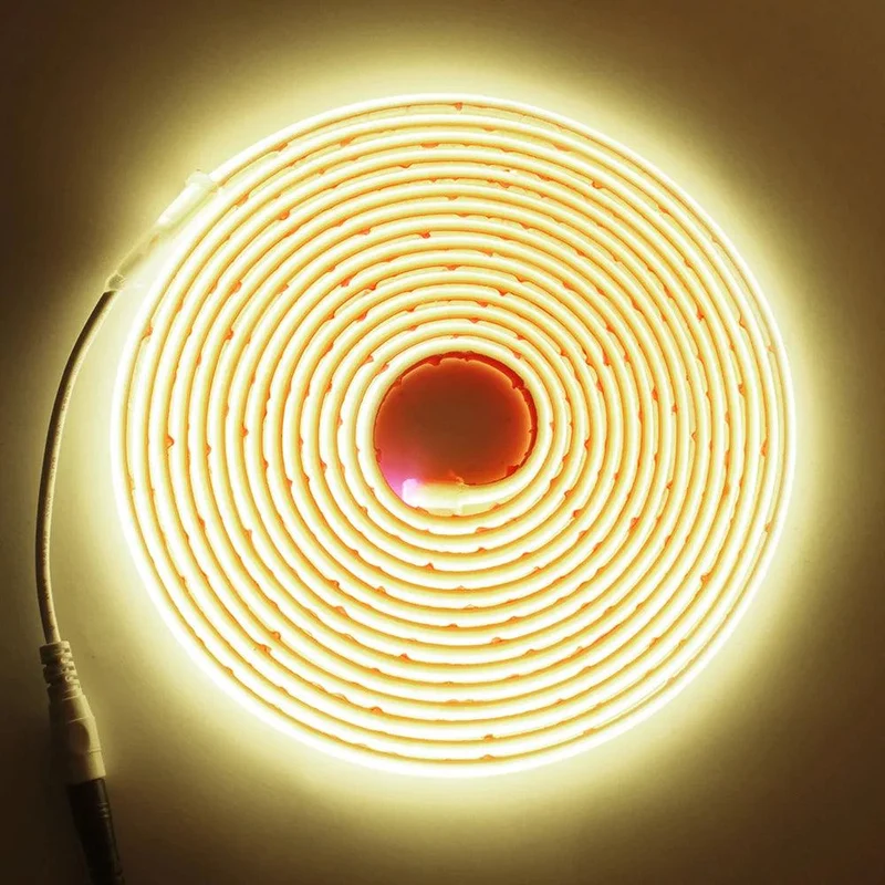 12V High CRI COB Neon LED Strip Light - DC Plug, IP68 Waterproof, Flexible Silicone