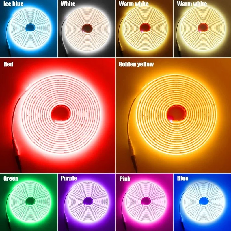 24V High CRI COB Neon LED Strip Light - 10 Colors, DC Plug, IP68 Waterproof, Flexible Silicone