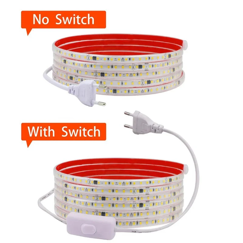 220V IC Rectifier SMD 2835 LED Strip Light - IP65 Waterproof, 120 LEDs/m