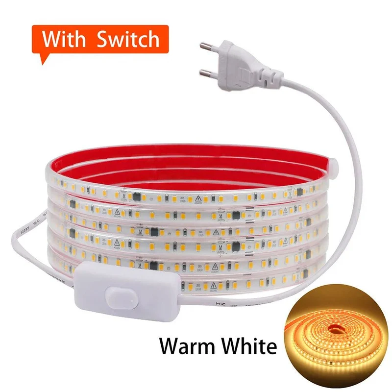 220V IC Rectifier SMD 2835 LED Strip Light - IP65 Waterproof, 120 LEDs/m