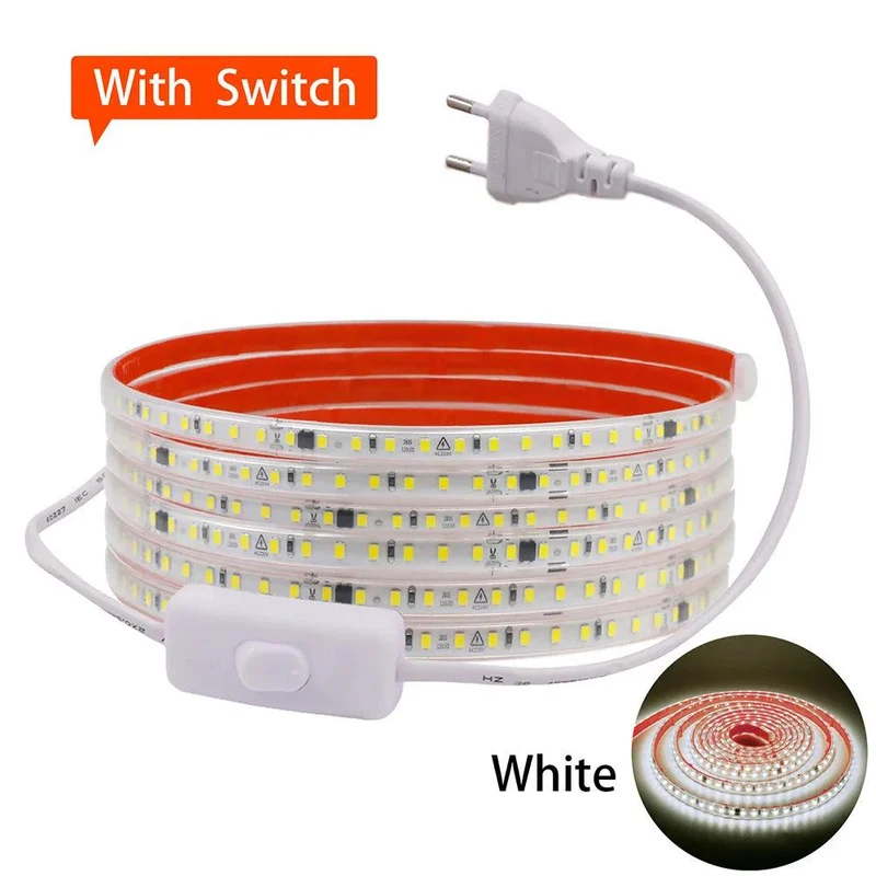 220V IC Rectifier SMD 2835 LED Strip Light - IP65 Waterproof, 120 LEDs/m