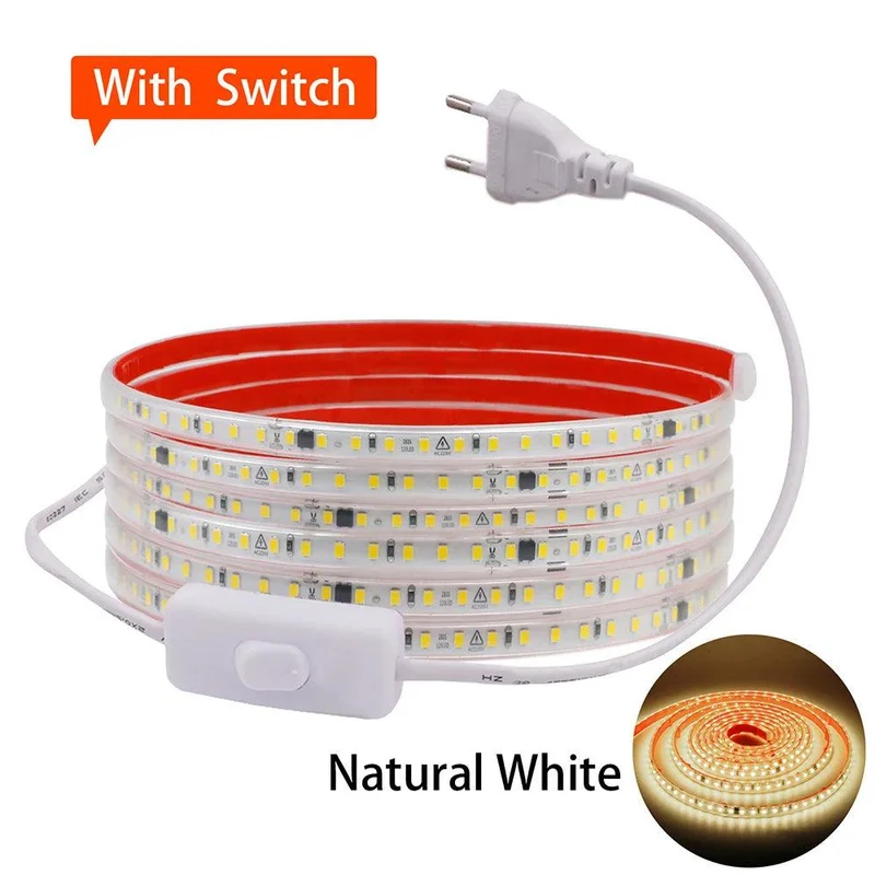 220V IC Rectifier SMD 2835 LED Strip Light - IP65 Waterproof, 120 LEDs/m