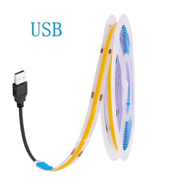 5V COB LED Strip Light with Touch Dimmer/Switch - 8 Colors, 320 LEDs/m, RA90