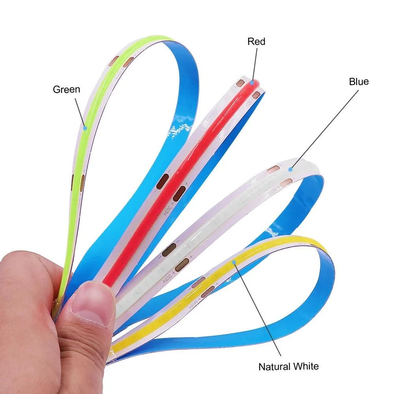 5V COB LED Strip Light with 2-Pin Connector - 8 Colors, 320 LEDs/m, RA90