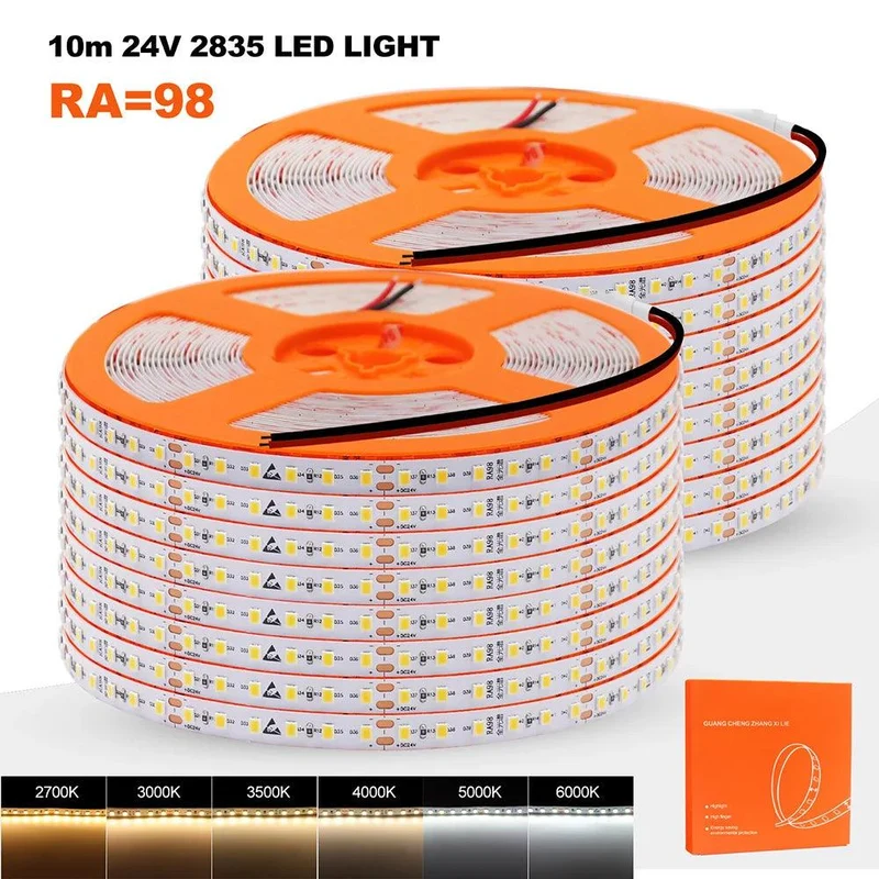 SMD 2835 24V LED Strip Light - 120 LEDs, High CRI RA98, 2700K-6000K, 120 LEDs/m