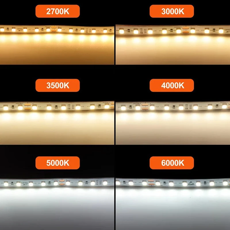 SMD 2835 24V LED Strip Light - 120 LEDs, High CRI RA98, 2700K-6000K, 120 LEDs/m